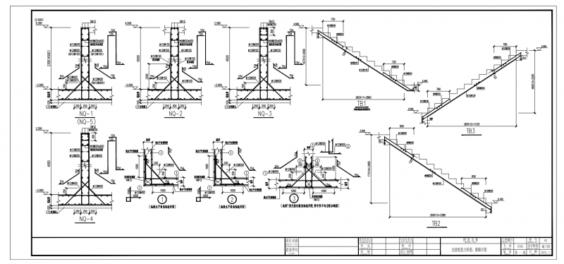 池壁配筋大樣圖---樓梯詳圖